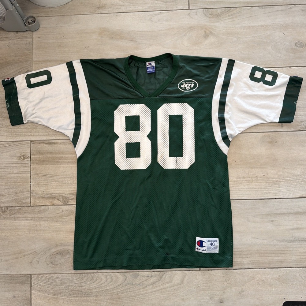 Vintage Champion New York Jets Chrebet #80 NFL Jersey Green White Size Medium 40
